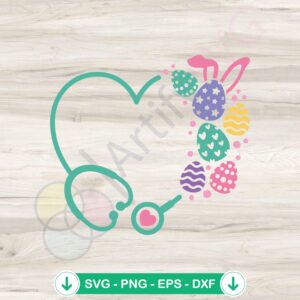 Easter Nurse SVG file with Easter Egg Stethoscope design, cutting file