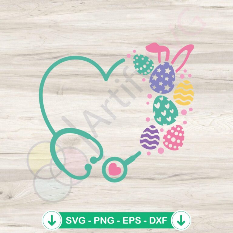 Easter Nurse SVG file with Easter Egg Stethoscope design, cutting file