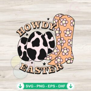 Groovy Easter Cowgirl Boots SVG file for Cricut cutting files