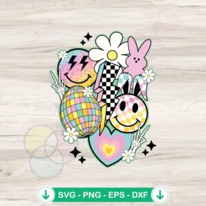 Retro Easter Egg Disco Ball Smiley Face svg file for Cricut cut files