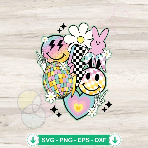 Retro Easter Egg Disco Ball Smiley Face svg file for Cricut cut files