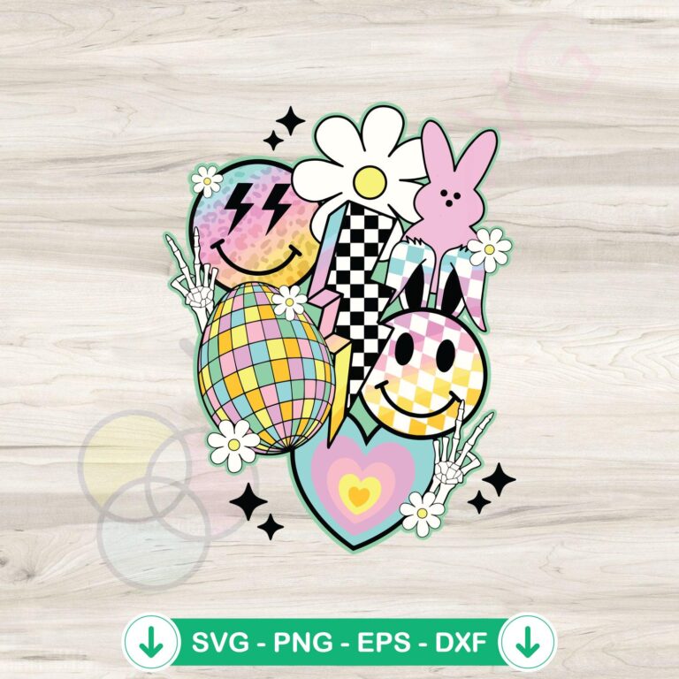 Retro Easter Egg Disco Ball Smiley Face svg file for Cricut cut files