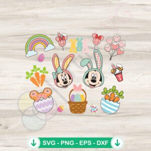 Happy Easter Mickey and Friends Bunny Ear SVG file for cutting machine
