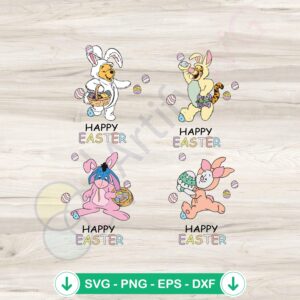 Happy Easter Day Winnie The Pooh bunny svg file cutting file