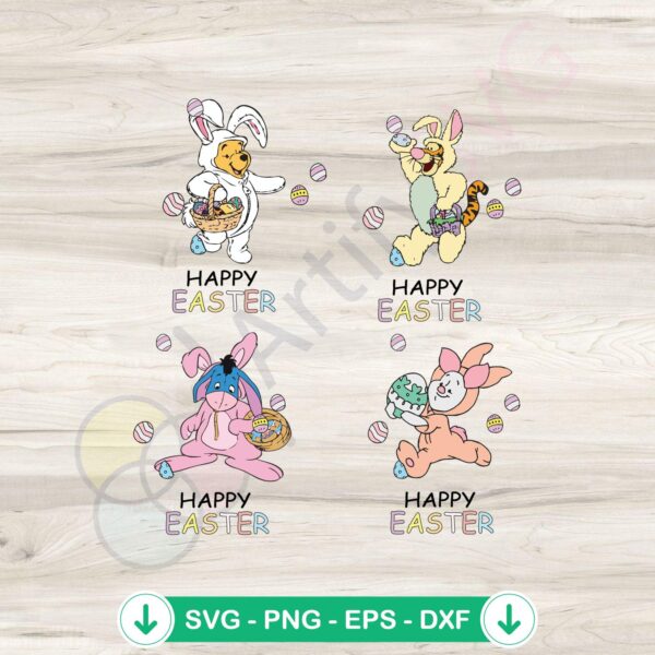 Happy Easter Day Winnie The Pooh bunny svg file cutting file