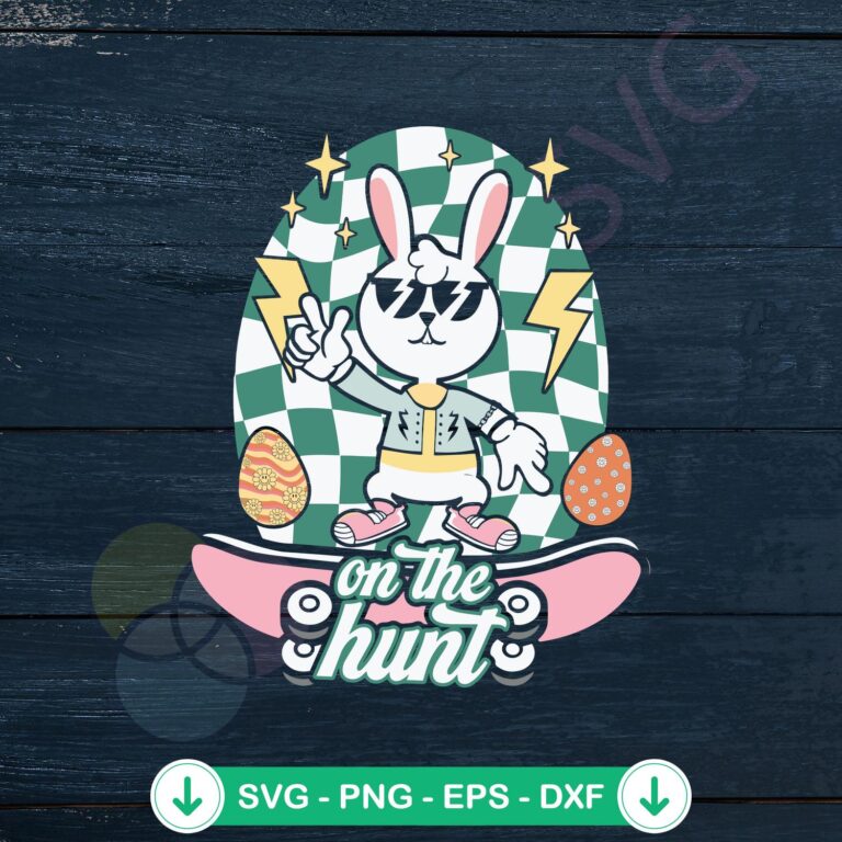 Easter Bunny SVG file for Cricut - On The Hunt cutting file