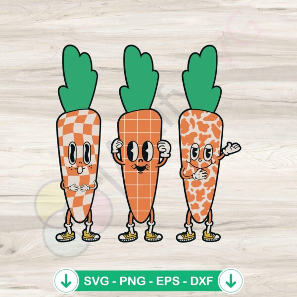 Retro Easter Carrot Cartoon SVG file for Cricut cutting machine