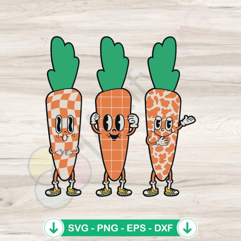 Retro Easter Carrot Cartoon SVG - Cricut Sublimation Files 2 Retro Easter Carrot Cartoon SVG file for Cricut cutting machine