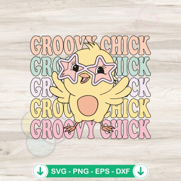 Easter Day Groovy Chick svg file for cricut cutting machine