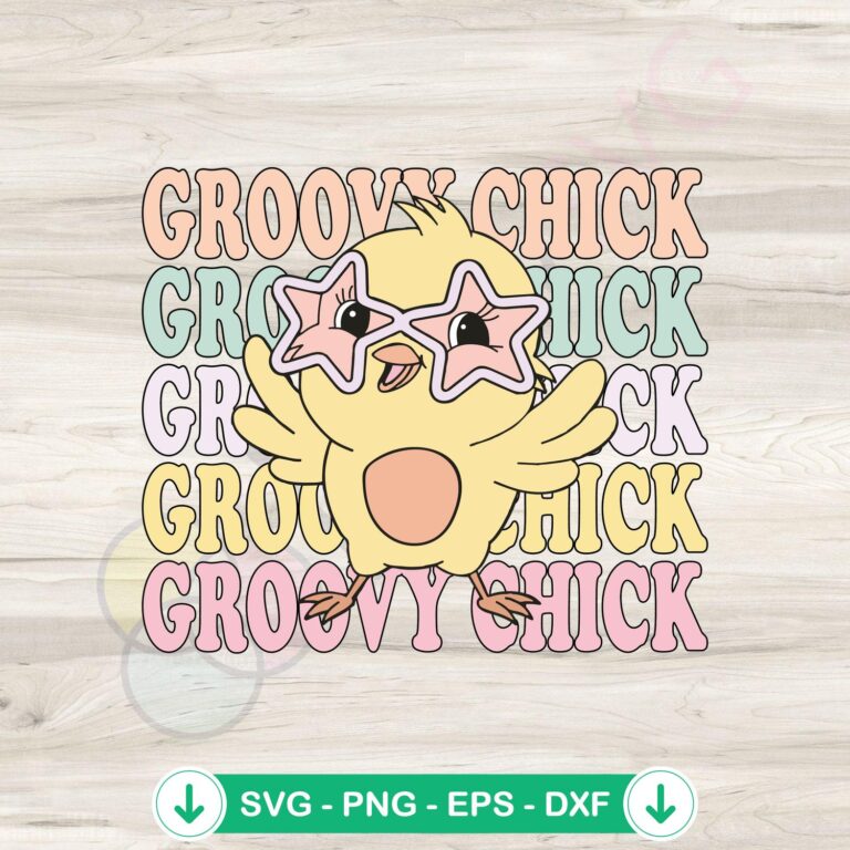 Easter Day Groovy Chick SVG Files for Cricut & Sublimation - Cute Easter Design 2 Easter Day Groovy Chick svg file for cricut cutting machine