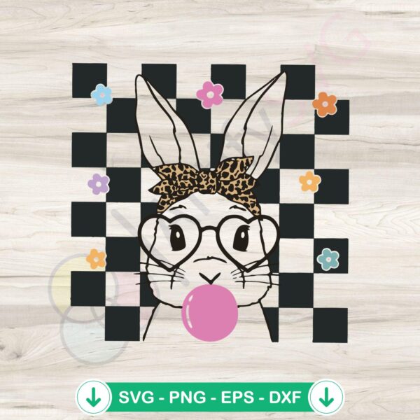 Retro Bunny Leopard Bow SVG file for Cricut cutting