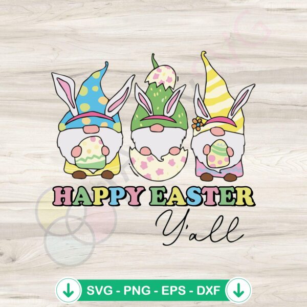 Gnomes Happy Easter Bunny Ear SVG file for cutting machines