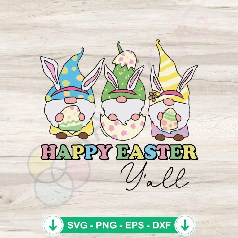 Gnomes Happy Easter Bunny Ear SVG file for cutting machines