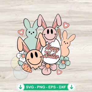 Happy Easter Retro Bunny Peeps svg file for cutting machines