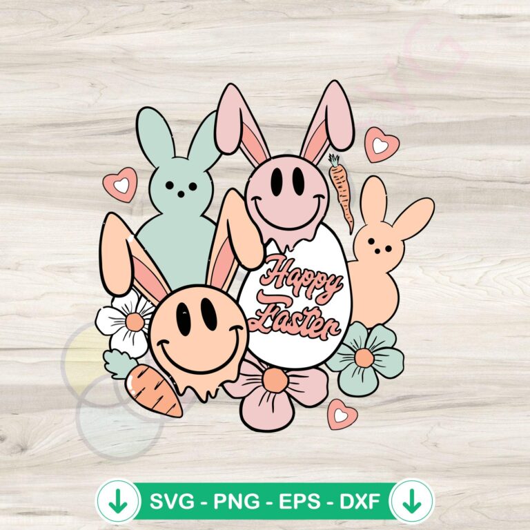 Happy Easter Retro Bunny Peeps SVG Designs - Graphic Files 2 Happy Easter Retro Bunny Peeps svg file for cutting machines