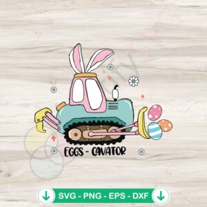 Easter Eggs Farm SVG file for cutting machines, eggs cavator truck
