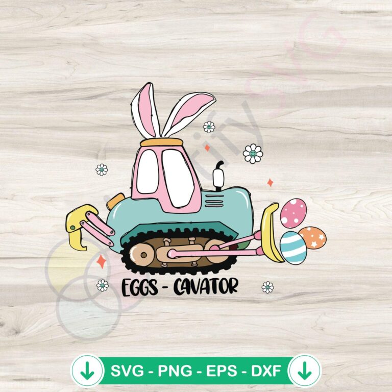 Easter Eggs Farm SVG Graphic Designs - Eggs Cavator Truck Files 2 Easter Eggs Farm SVG file for cutting machines, eggs cavator truck