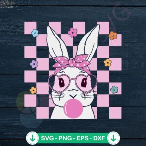 Easter Bunny Girl Pink Bow SVG file for Cricut cutting machine