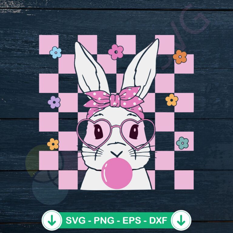 Easter Bunny Girl Pink Bow SVG file for Cricut cutting machine