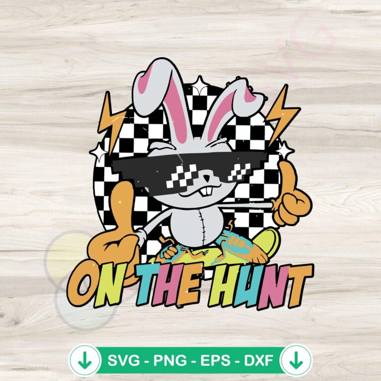 Cute Retro Easter Bunny SVG Cutting Files - On the Hunt Easter Collection 2 Cute Retro Easter Bunny SVG file for cutting machine