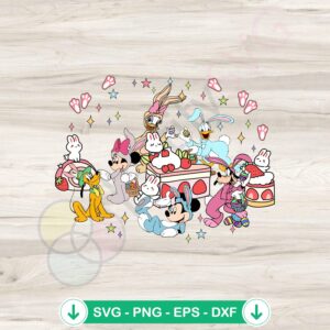 Easter Party Mickey and Friends SVG file for Cricut cutting