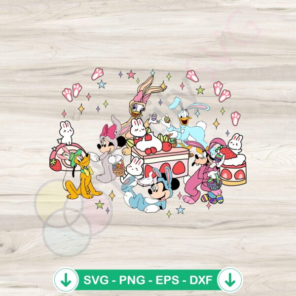 Easter Party Mickey and Friends SVG file for Cricut cutting