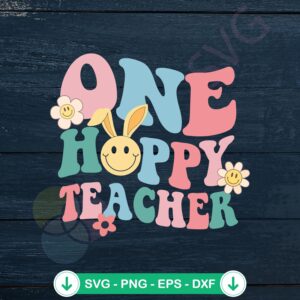 One Happy Teacher Smiley Face Floral SVG file for cutting file