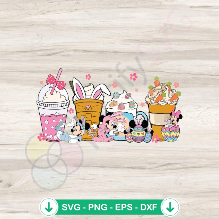 Cute Easter Bunny Mickey and Minnie Easter Coffee Cup SVG Files for Cricut 2 Cute Easter Bunny Mickey and Minnie SVG file for Cricut