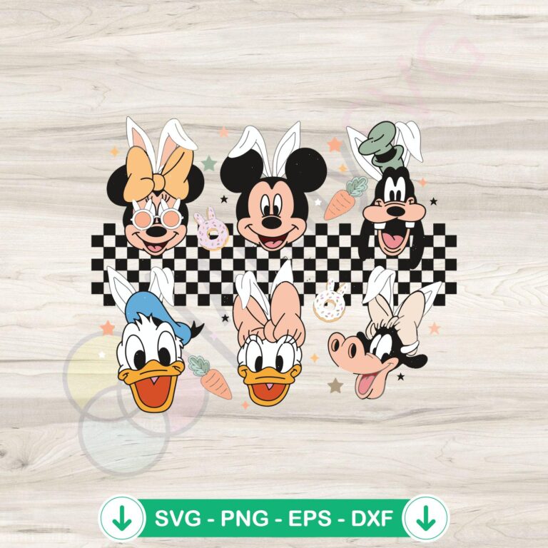 Disney Mickey & Friends Happy Easter Bunny SVG Bundle - Instant Download 2 Mickey & Friends Easter Bunny SVG file for cutting machines