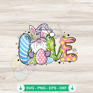 Love Easter Flower Gnome SVG file for cricut cutting machine