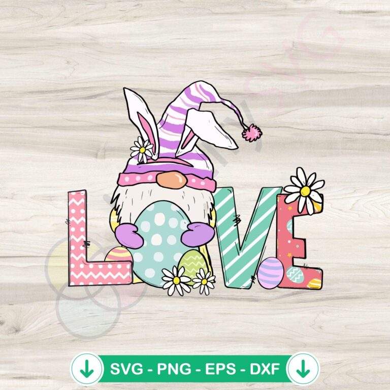 Love Easter Gnomes SVG Cutting Files - Grovy & Cute Easter Gnomes Design 2 Love Easter Gnomes SVG file for Cricut cutting machine