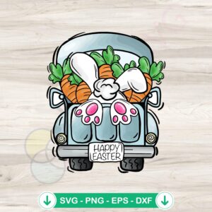 Whimsical Easter Bunny Truck SVG file for Cricut cutting machine