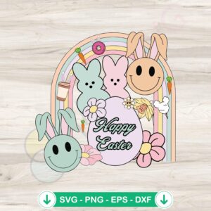Happy Easter Bunny Smiley Face SVG cut file for Cricut
