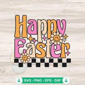 Happy Easter Day Daisy Smiley Face SVG file for cutting