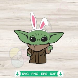 Cute Easter Baby Yoda Bunny Ear svg file for Cricut cutting machine