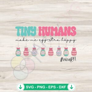 Tiny Humans Easter SVG file - Eggstra Happy design for cricut