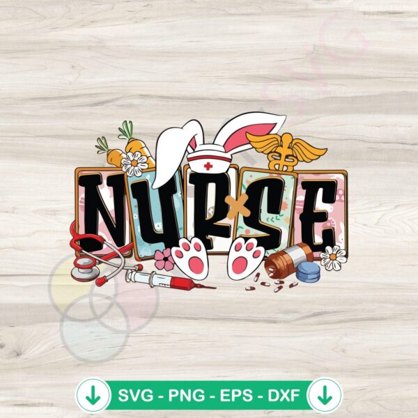 Easter Nurse Bunny Ear SVG file - Cricut cutting file