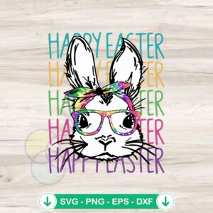 Colorful Happy Easter Bunny svg file for Cricut and cutting file
