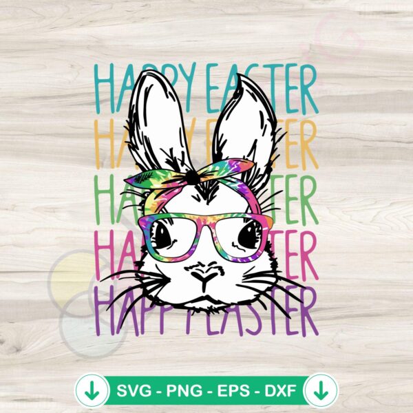 Colorful Happy Easter Bunny svg file for Cricut and cutting file
