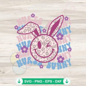 Comfort Colors Retro Easter Nurse Bunny SVG cutting file