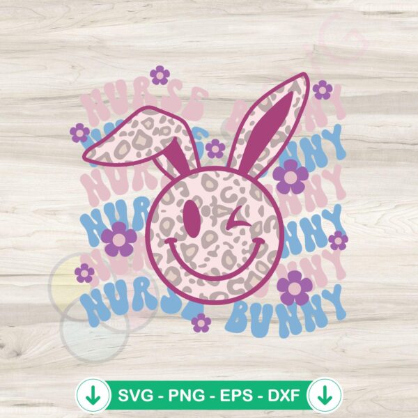 Comfort Colors Retro Easter Nurse Bunny SVG cutting file