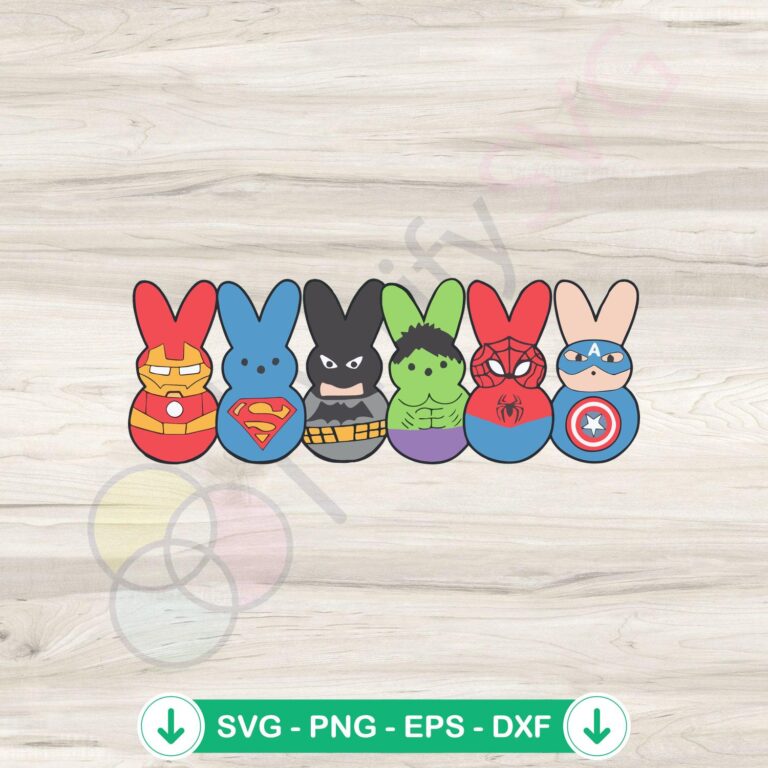 Easter Peeps Superheroes Bunny SVG Cutting Files - Movie Characters Craft Bundle 2 Easter Peeps Superheroes Bunny SVG file for cutting machines