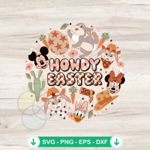 Howdy Boho Western Cowboy Easter Bunny SVG file for Cricut