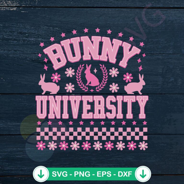 Floral Bunny University SVG file for Cricut cutting machine