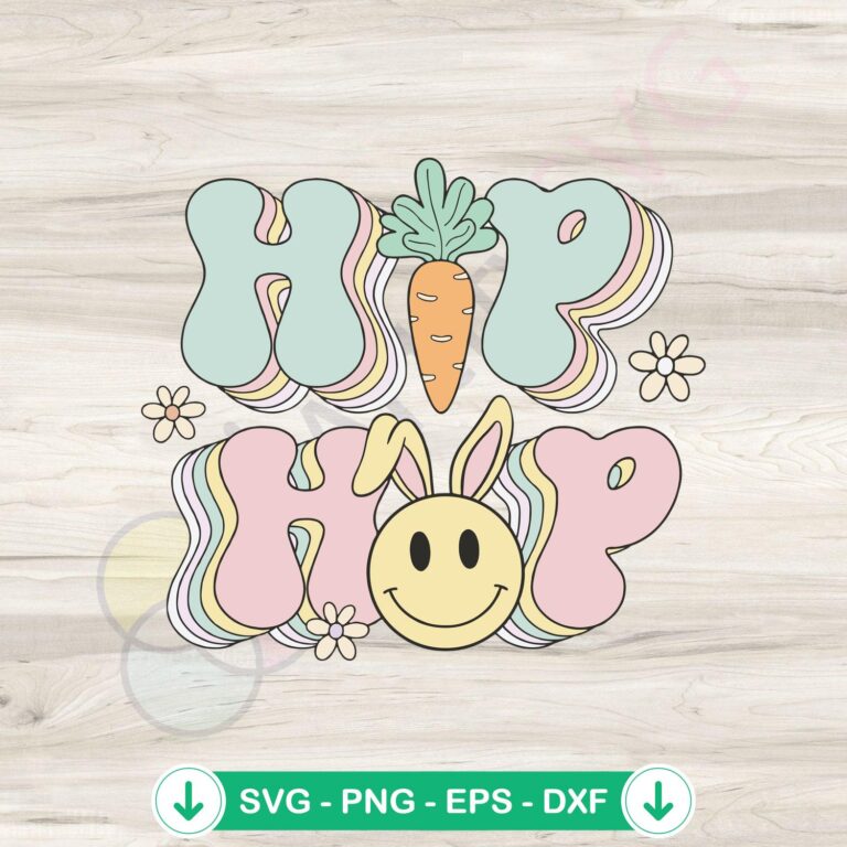 Groovy Funny Hip Hop Easter Bunny SVG file for cutting