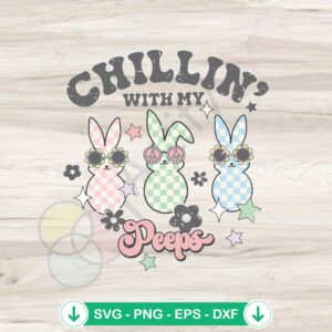 Easter SVG file for kids retro shirt - chilling with my peeps