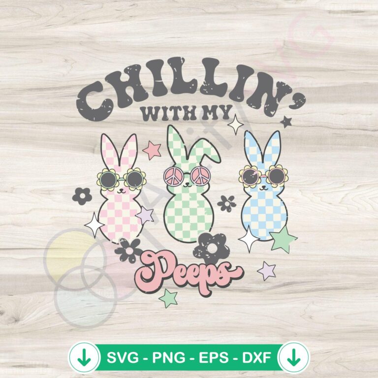 Easter SVG file for kids retro shirt - chilling with my peeps
