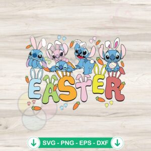 Disney Stitch & Angel Easter Bunny Ear SVG file for craft projects