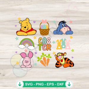 Happy Easter Winnie The Pooh SVG file for cutting machines