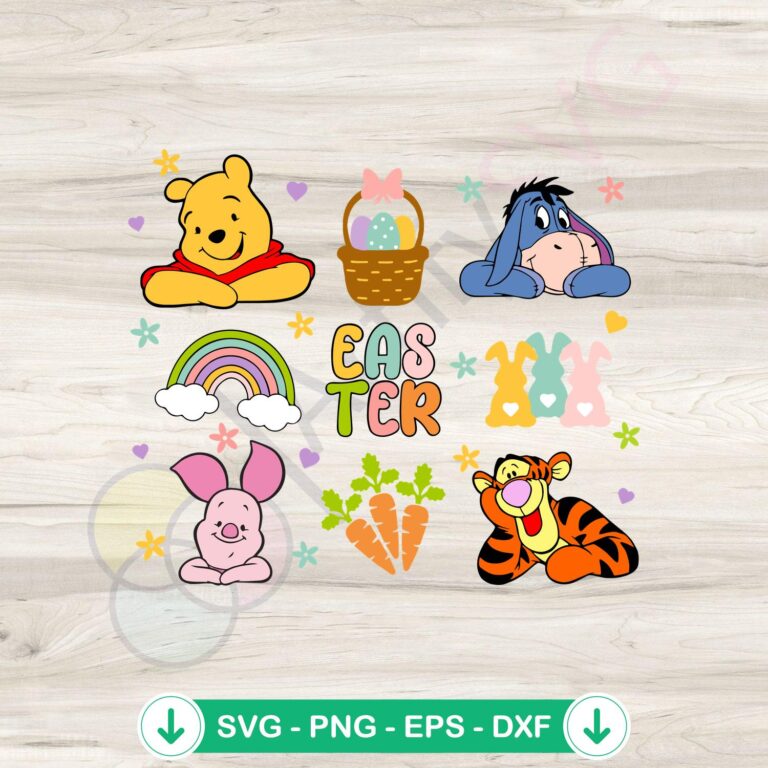 Happy Easter Winnie The Pooh SVG Graphic Designs - Instant Download 2 Happy Easter Winnie The Pooh SVG file for cutting machines